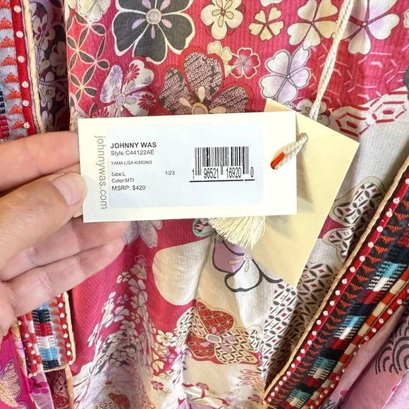 Johnny Was Pink and Purple Floral Kimono - Picture 2 of 3